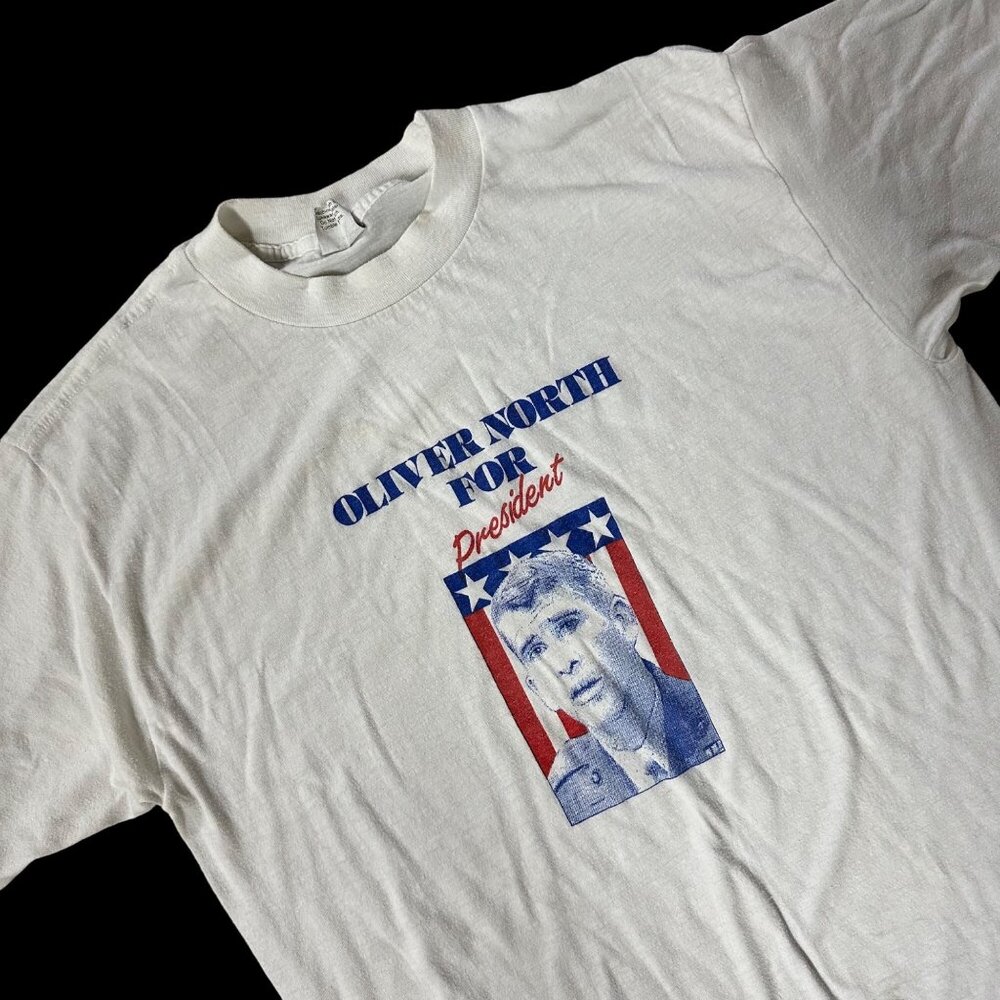 Vintage White House Oliver North For President T Shirt XL 80s USA Single Stitch